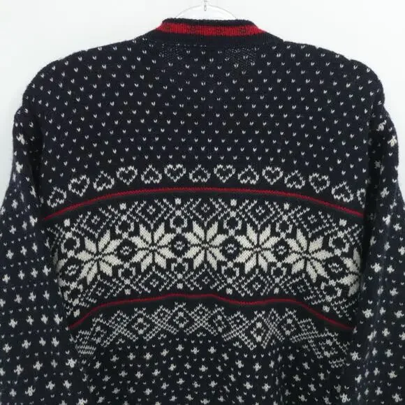 Vintage LL Bean Cardigan Womens XL Blue Nordic Fair Isle Nordic Birds Eye USA‎ - Picture 8 of 10